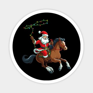 Cowboy Santa Riding A Horse Christmas Funny Magnet